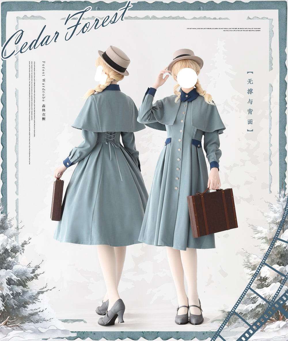 Snow Cedar クラシカルケープ付きワンピースコート