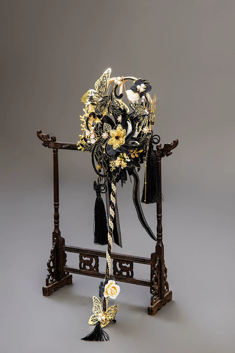 【受注予約11/18まで】千刻玲瓏 中華風長袖ドレス・ブラック
