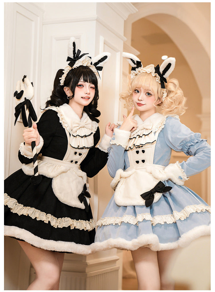 うさ耳アリス エプロン付きティアードワンピース7点セット