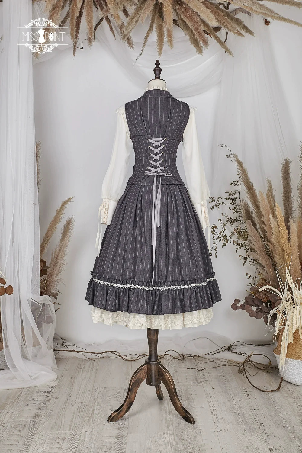 【予約販売】英国クラシカルロリィタ 縦縞ハイウエストスカート