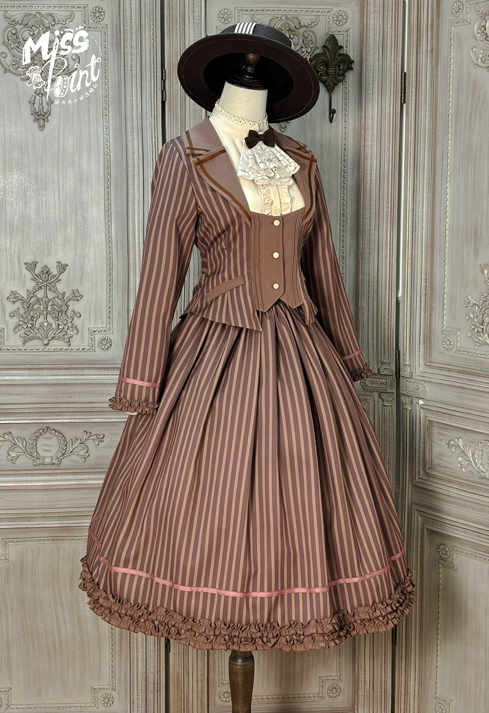 【予約販売】Classic Chocolat Stripe ストライプスカート・ロング丈