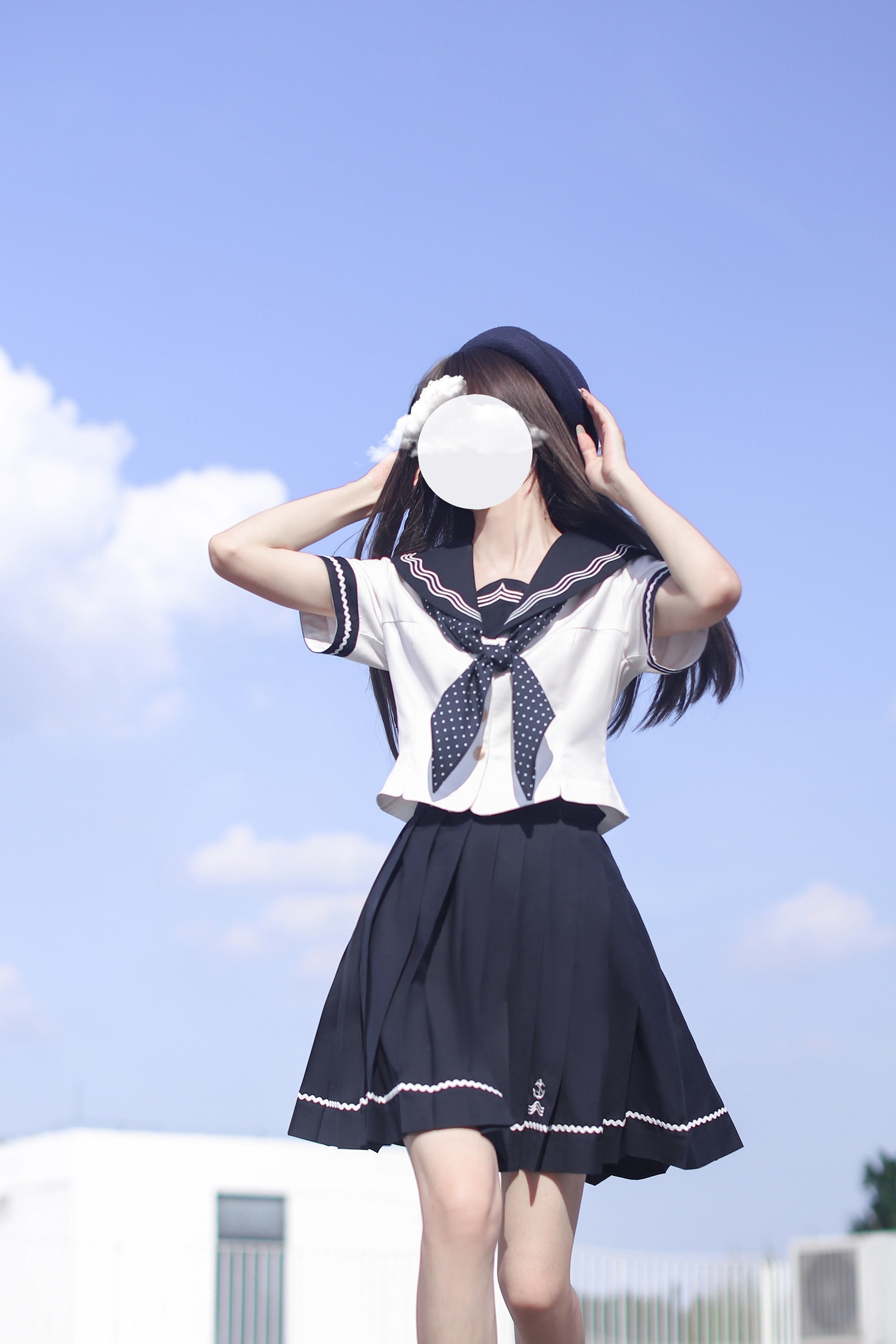 夏の海 学院風セーラーカラーセットアップ
