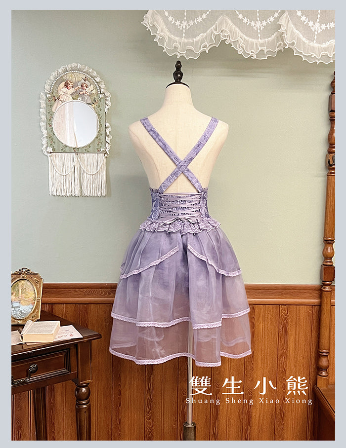 【受注予約4/28まで】Camellia Dream ヴェール付サスペンダーショートパンツ