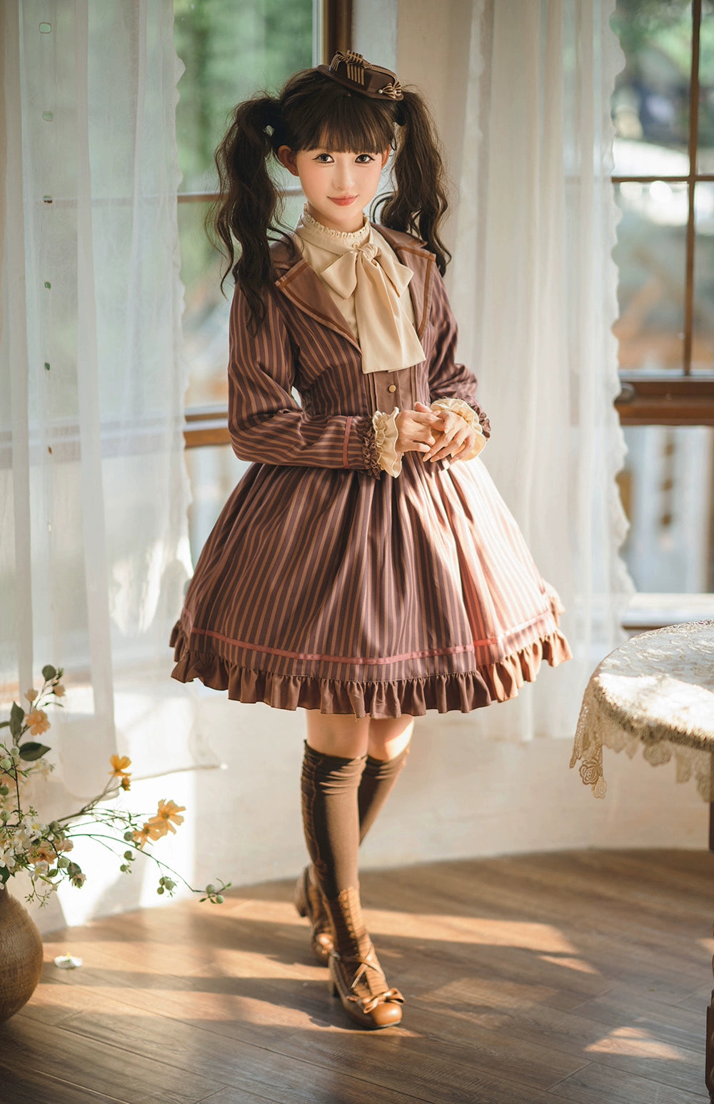 【受注予約12/4まで】Classic Chocolat Stripe ストライプスカート・ショート丈