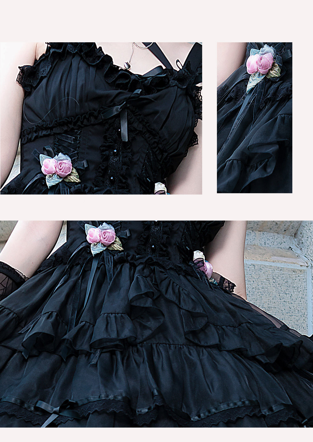 Pink Rose クロスネックジャンパースカート