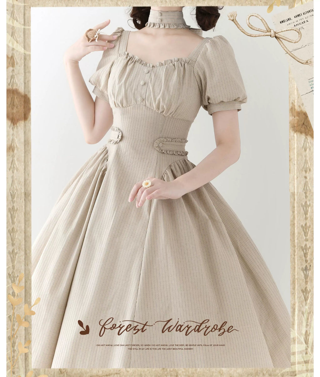 Chantilly Forest ストライプのフレンチガーリーワンピース