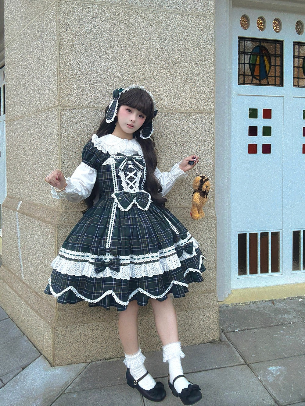 【受注予約10/15まで】Checkered Petal Rabbit リボンワンピース