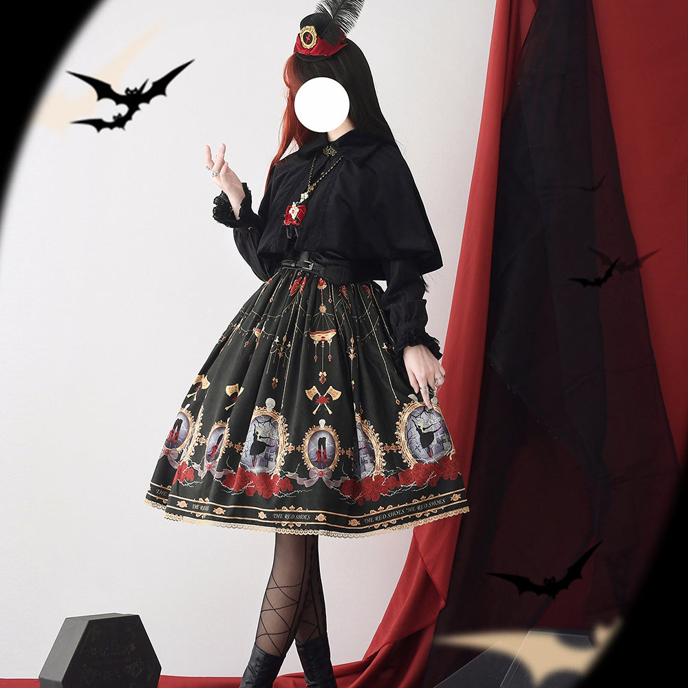 The Red Shoes Gothic Lolita Print Skirt