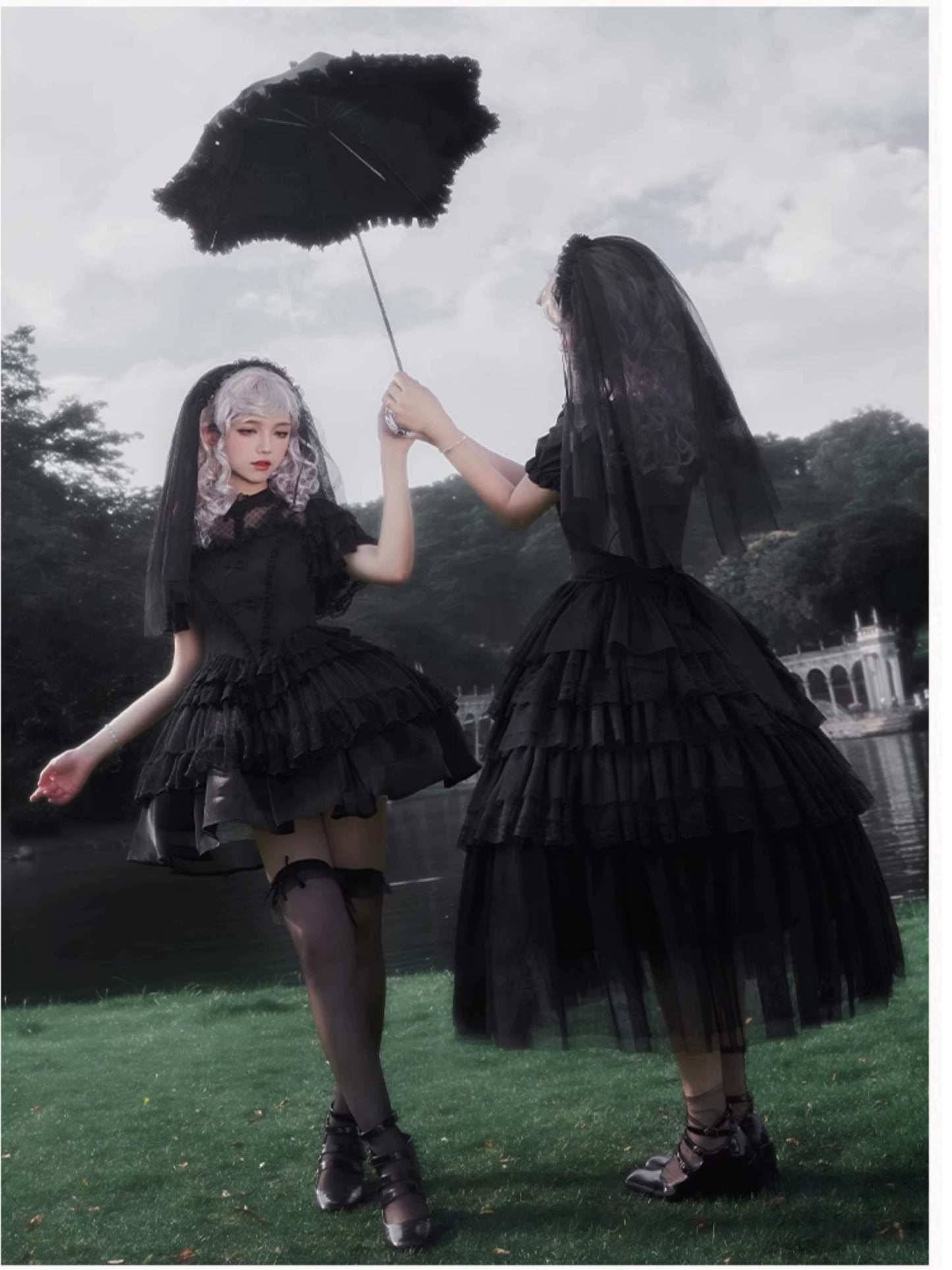 Dark Fairy 5-tiered ruffled tulle dress