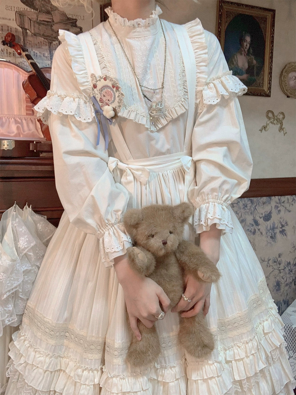 【予約販売】Sweetie Sheep ショルダーストラップ付きスカート・無地タイプ