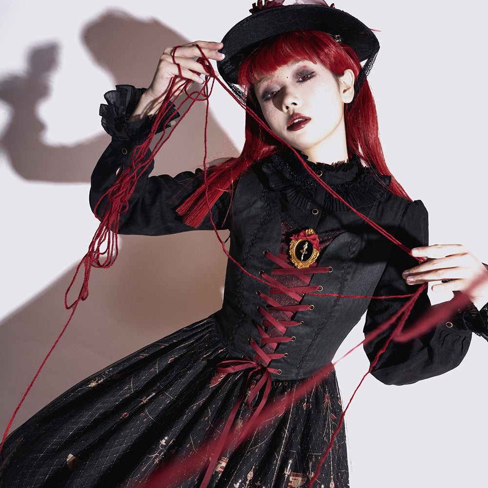 The Red Shoes Gothic Lolita Print Jumper Skirt