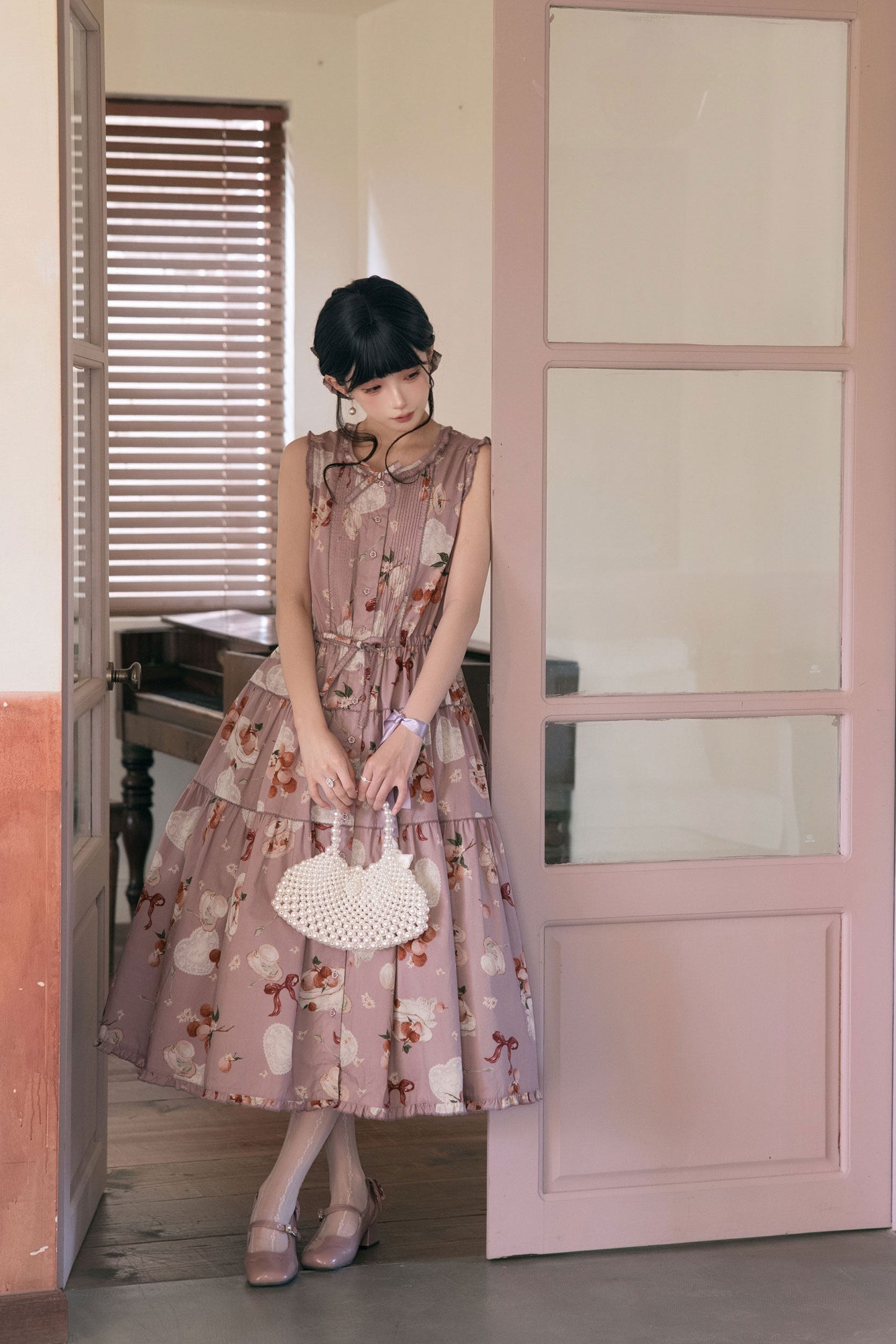 【受注予約1/22まで】Litchi Tea プリントジャンパースカート