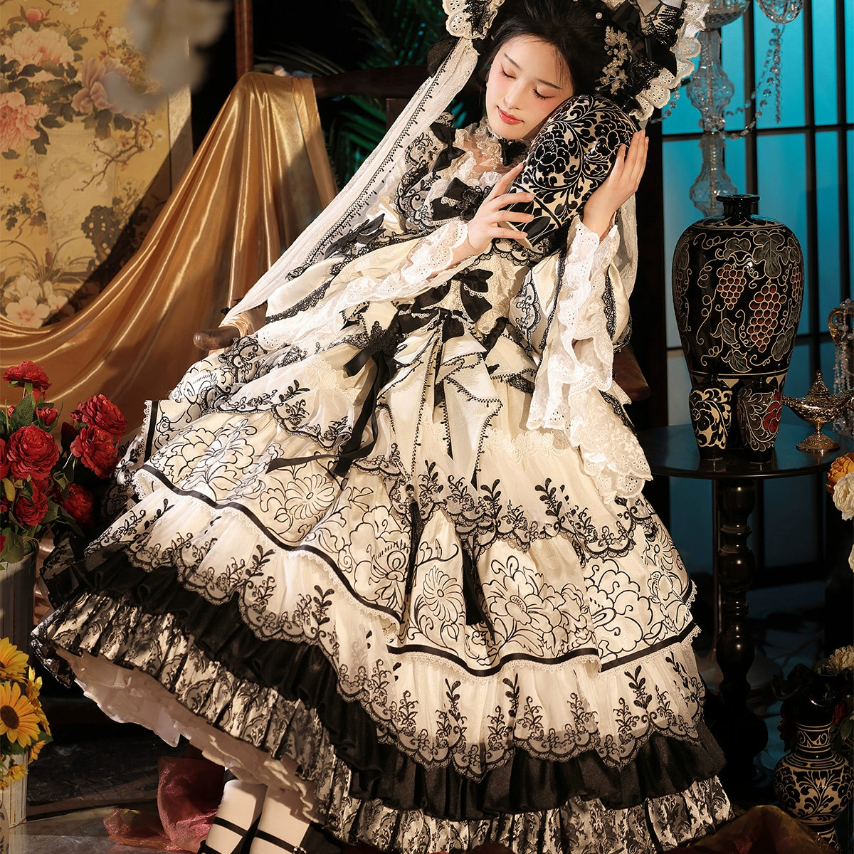 【受注予約8/27まで】Cizhou Ware Black ラグジュアリードレス・ロング丈