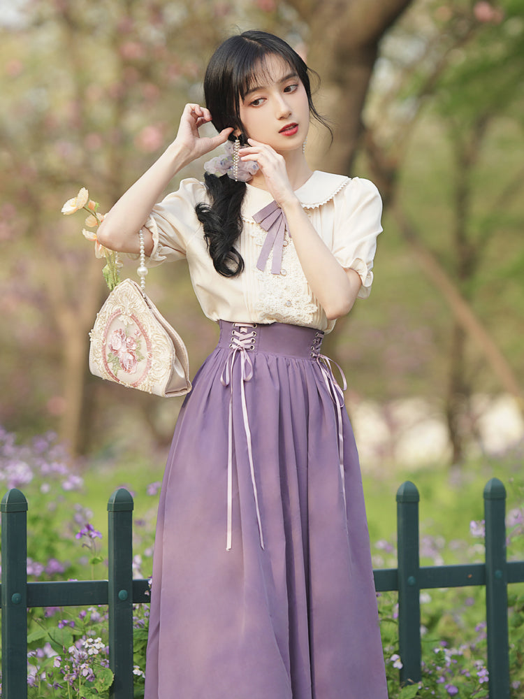 夏のお嬢様風レトロクラシカルセットアップ 全5色 – ロリータファッション通販RonRon