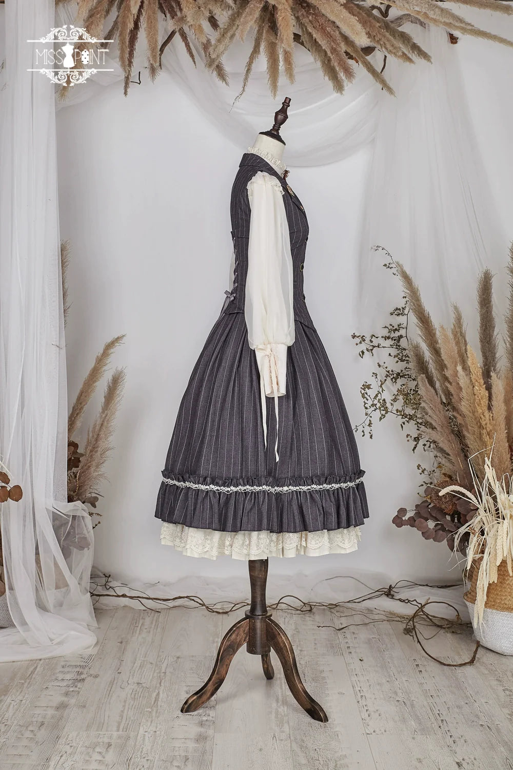 【予約販売】英国クラシカルロリィタ 縦縞ハイウエストスカート