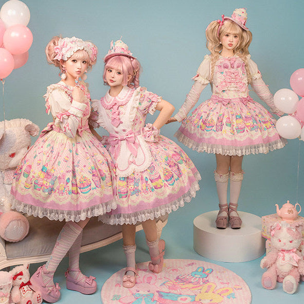 【受注予約1/26まで】Sweet Cup Cake プリントワンピース