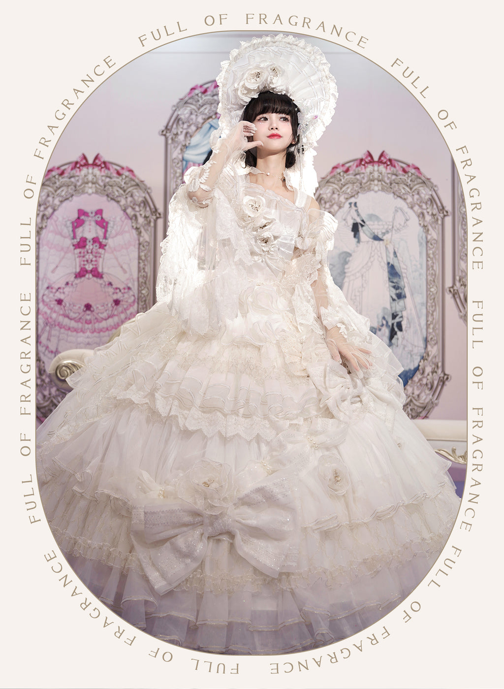 [Pre-orders available until 2/26] Full of Fragrance Dress with Train and Inner Skirt - White