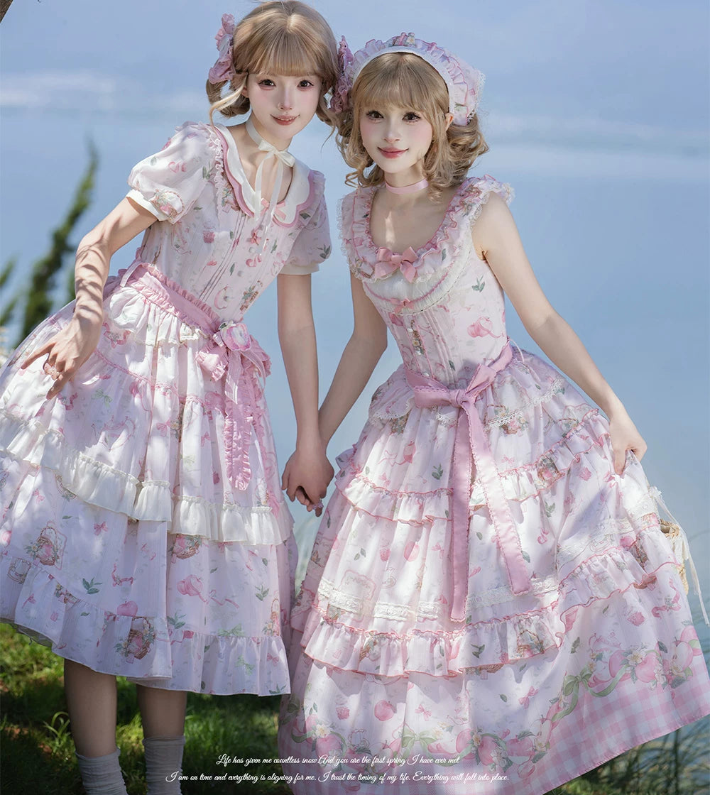 【受注予約9/2まで】Natural Apple Tea ガーデンジャンパースカート・ピンク