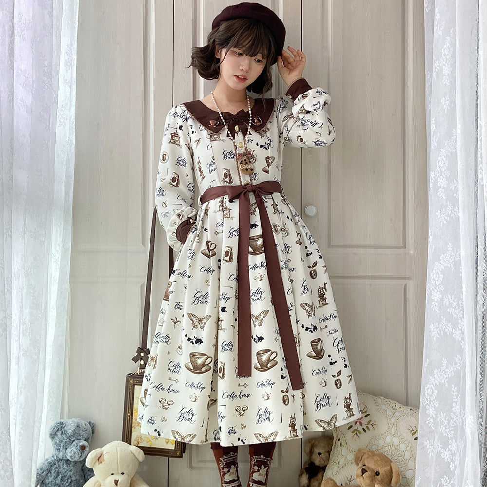 【予約販売】Caramel Latte Sweet レトロガーリーワンピース