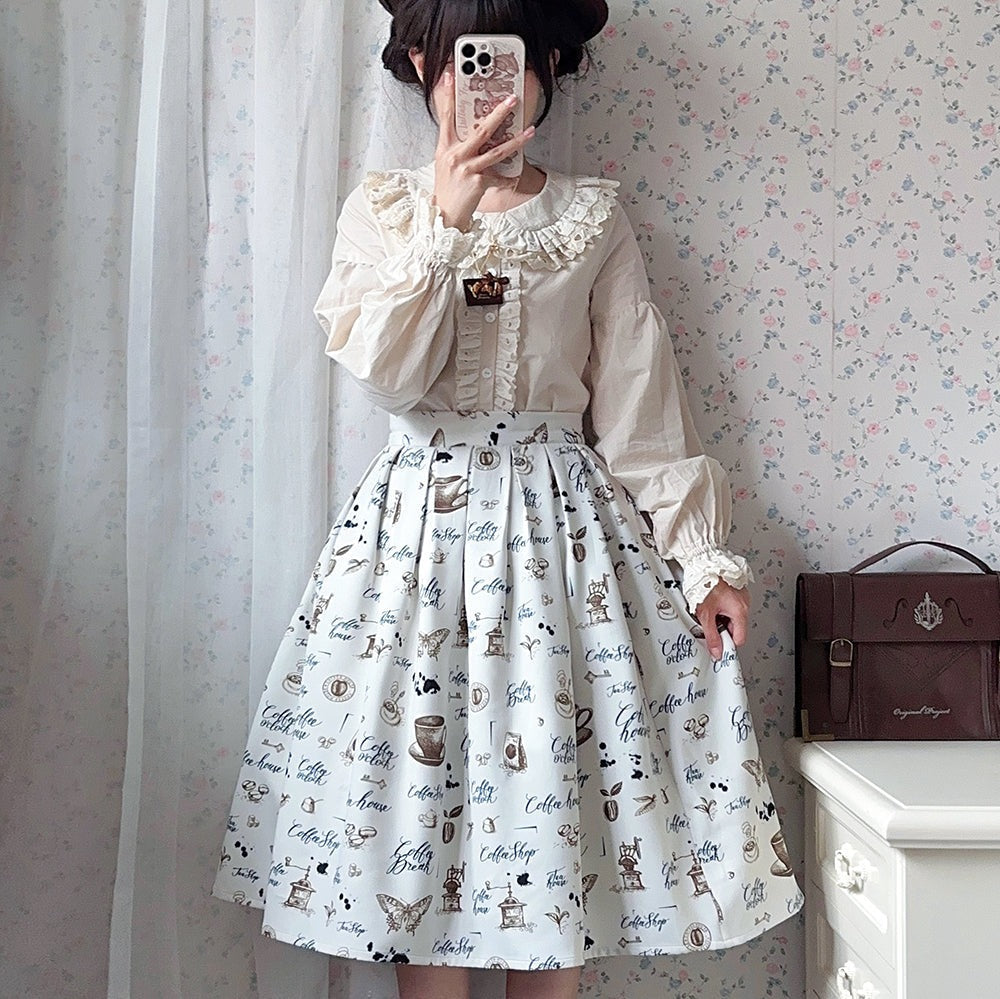 Caramel Latte Sweet Retro Girly Skirt