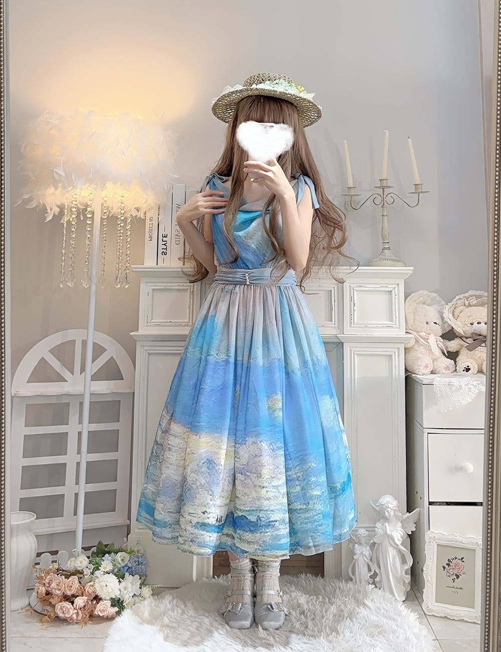 【予約販売】Elegance Greek 油彩画風プリントジャンパースカート・新色