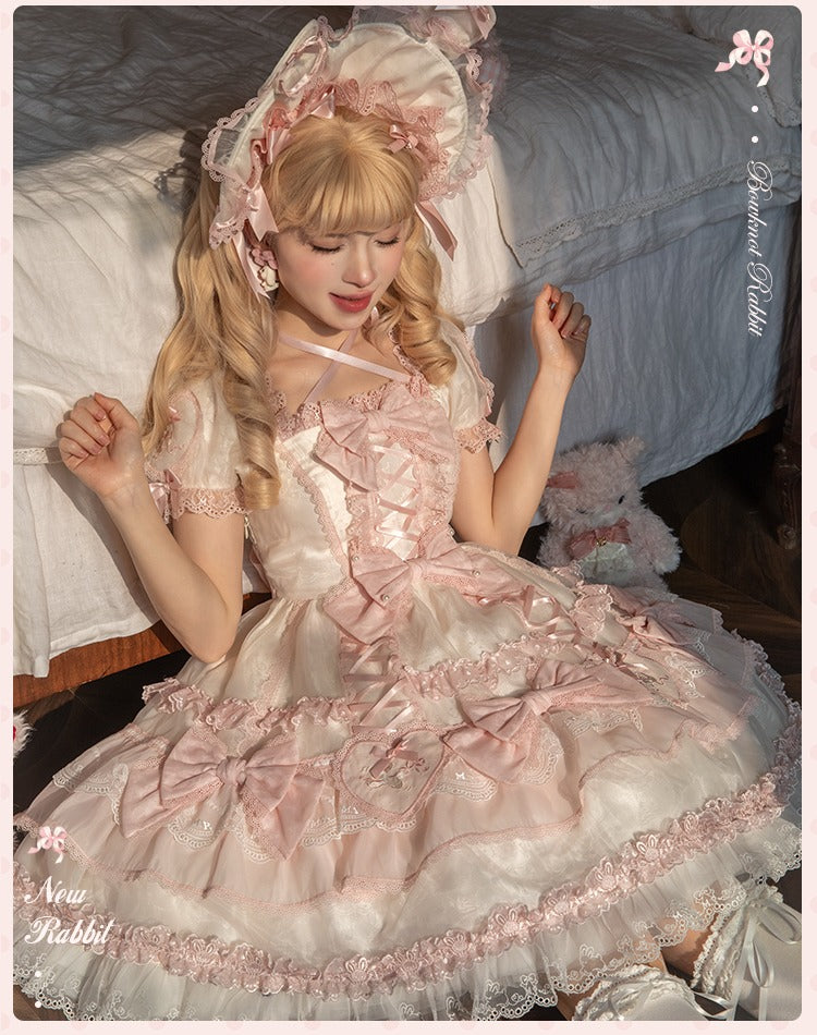 【受注予約6/11まで】Bow Rabbit リボンとハートのシアーワンピース・全2色