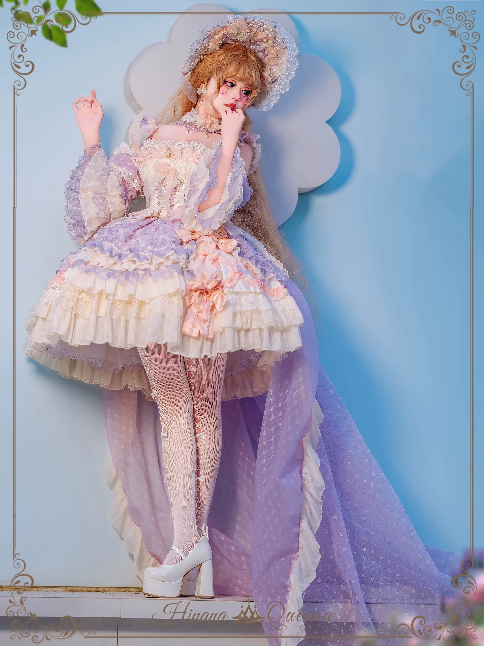 Find Brilliant Blossom レースの花嫁ドレス・ピンク＆パープル