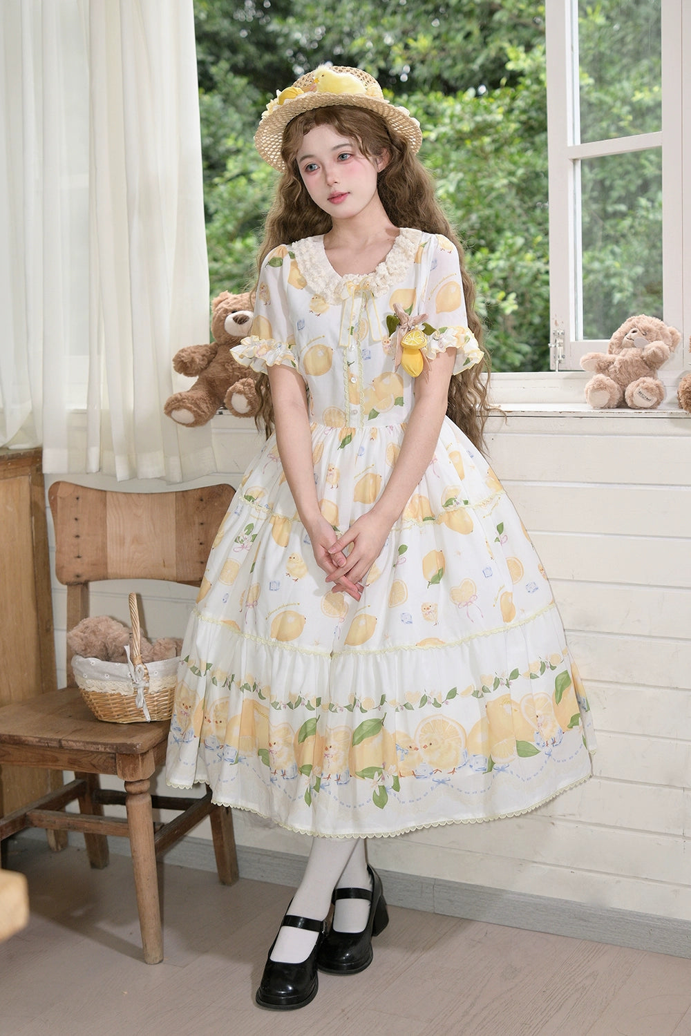 【予約販売】Lemon Sweetie プリント半袖ワンピース・デイリータイプ