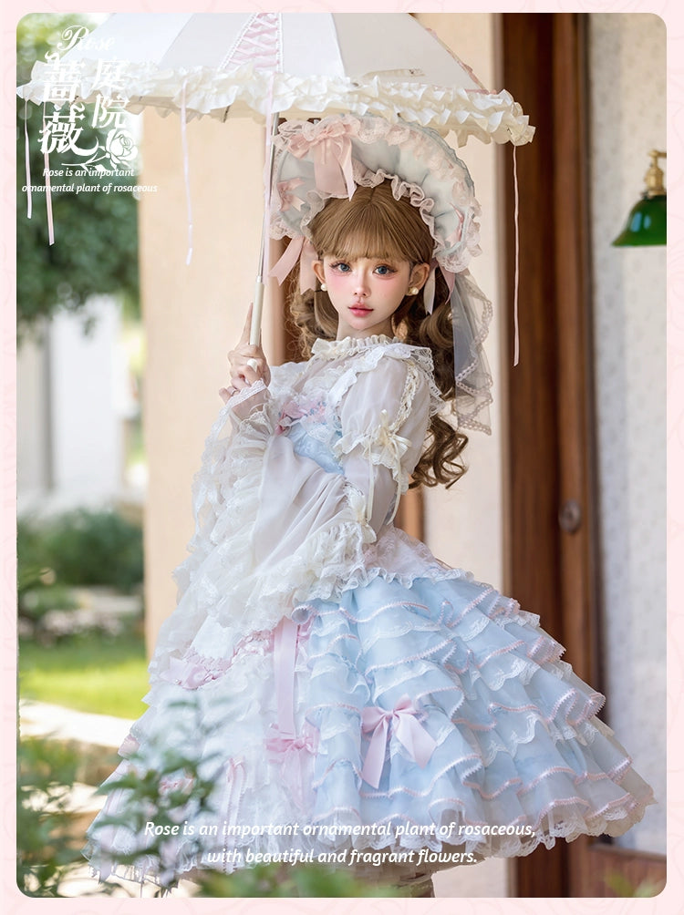 【受注予約8/6まで】Rose Courtyard レースとリボンのジャンパースカート・新色
