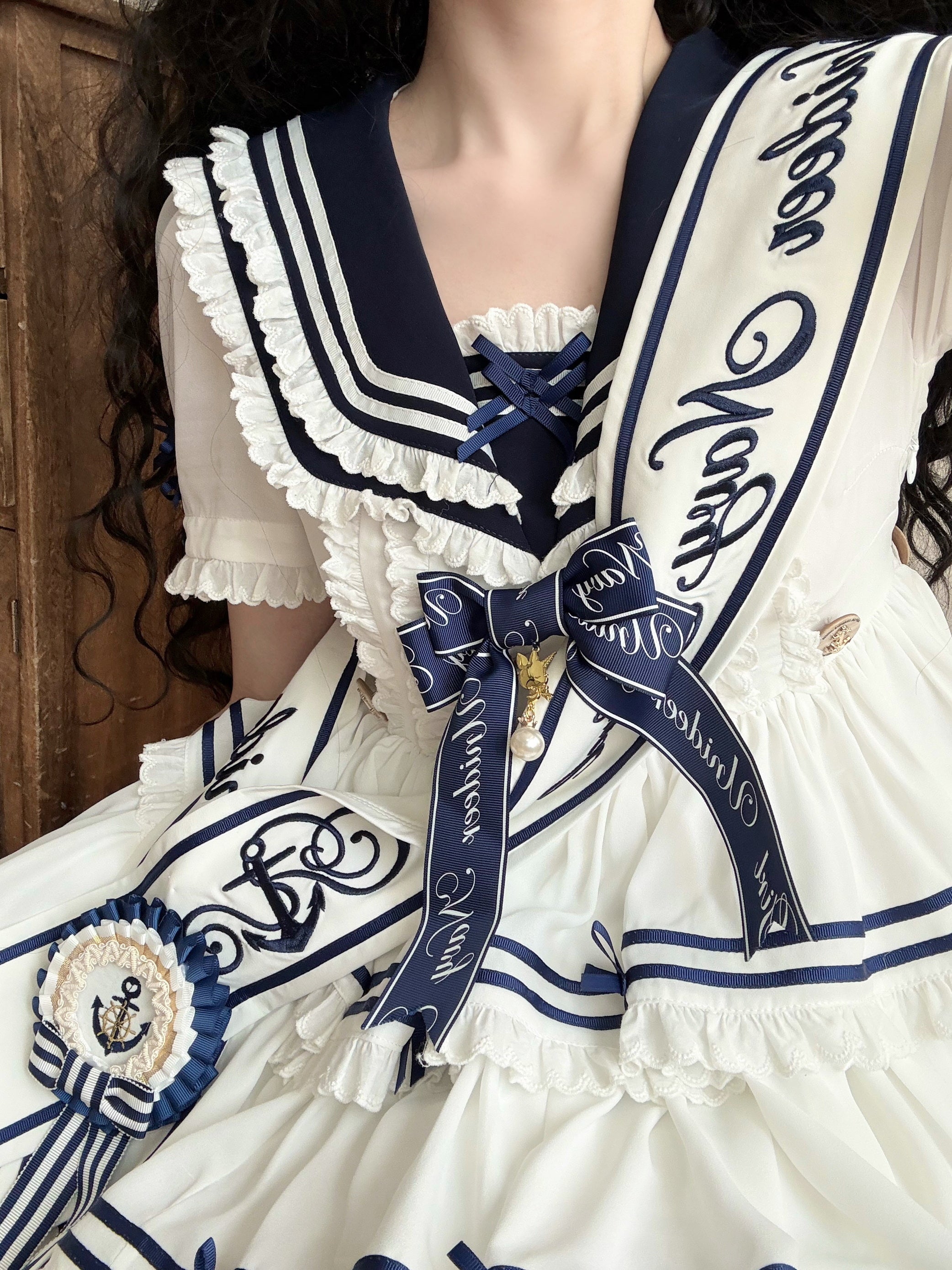 同時購入のみ【受注予約4/28まで】セーラー襟と3段フリルの2wayマリンワンピース用アクセサリー