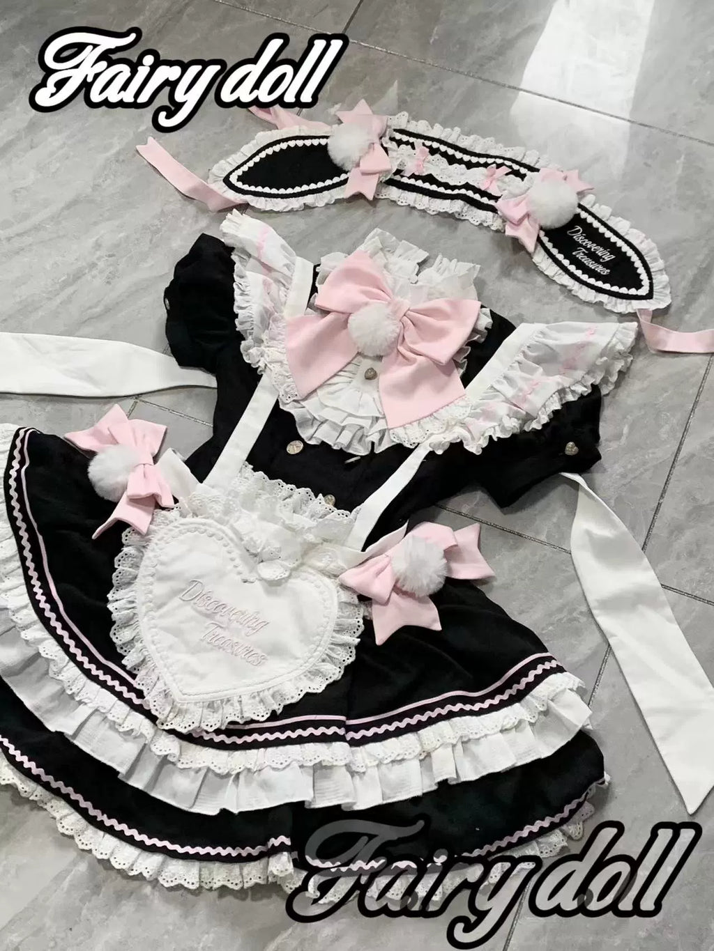 【再販・受注予約7/16まで】Fairydoll Maid ミニ丈半袖ワンピース エプロン・ドロワーズ付き