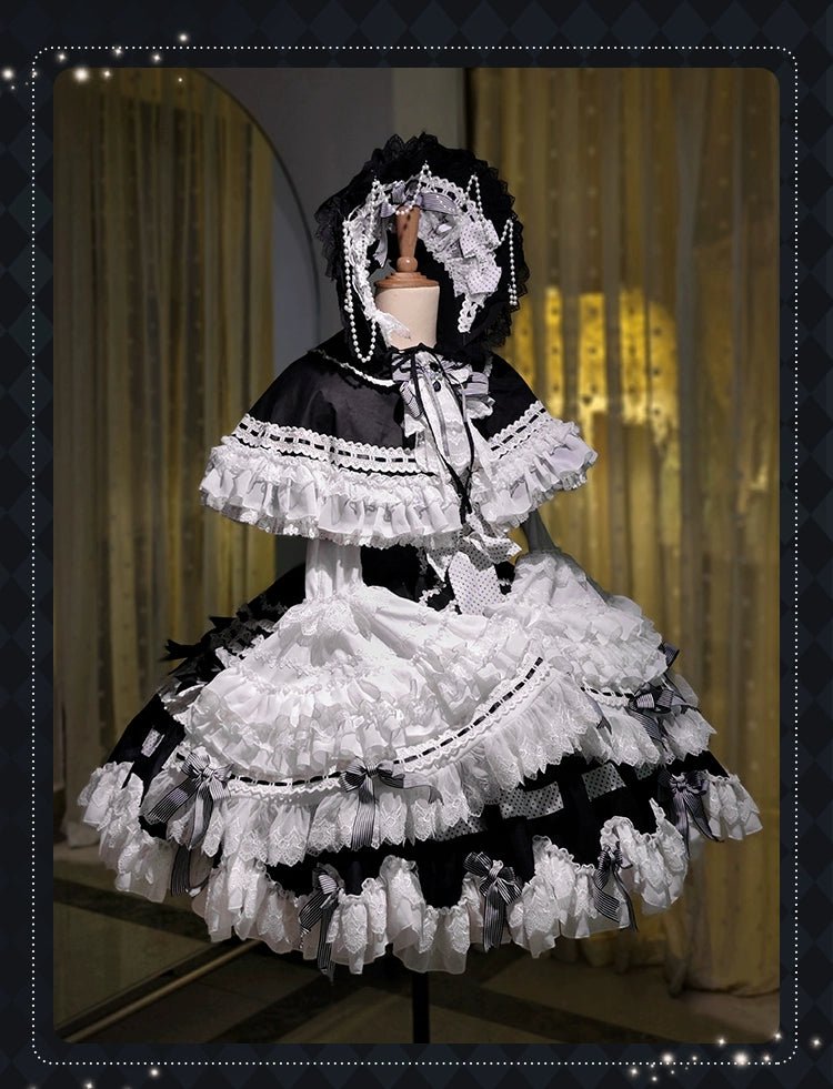 [Pre-orders available until 12/11] Concerto Out of Order Monotone Sweet Lolita Jumper Skirt Full Set