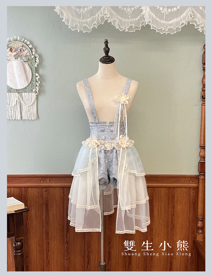 【受注予約4/28まで】Camellia Dream ヴェール付サスペンダーショートパンツ