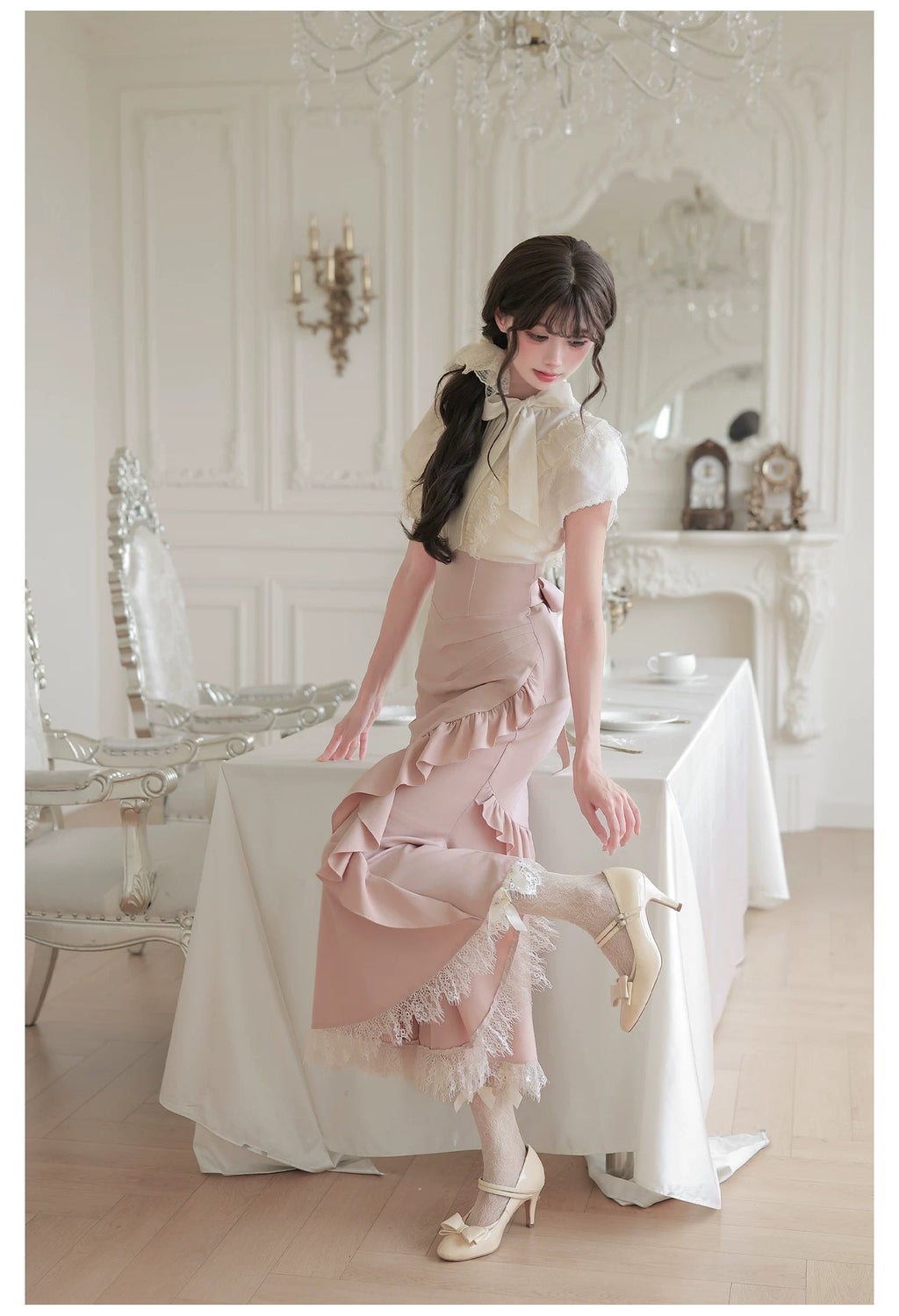 Milky Rose フェイクレイヤードマーメイドワンピース