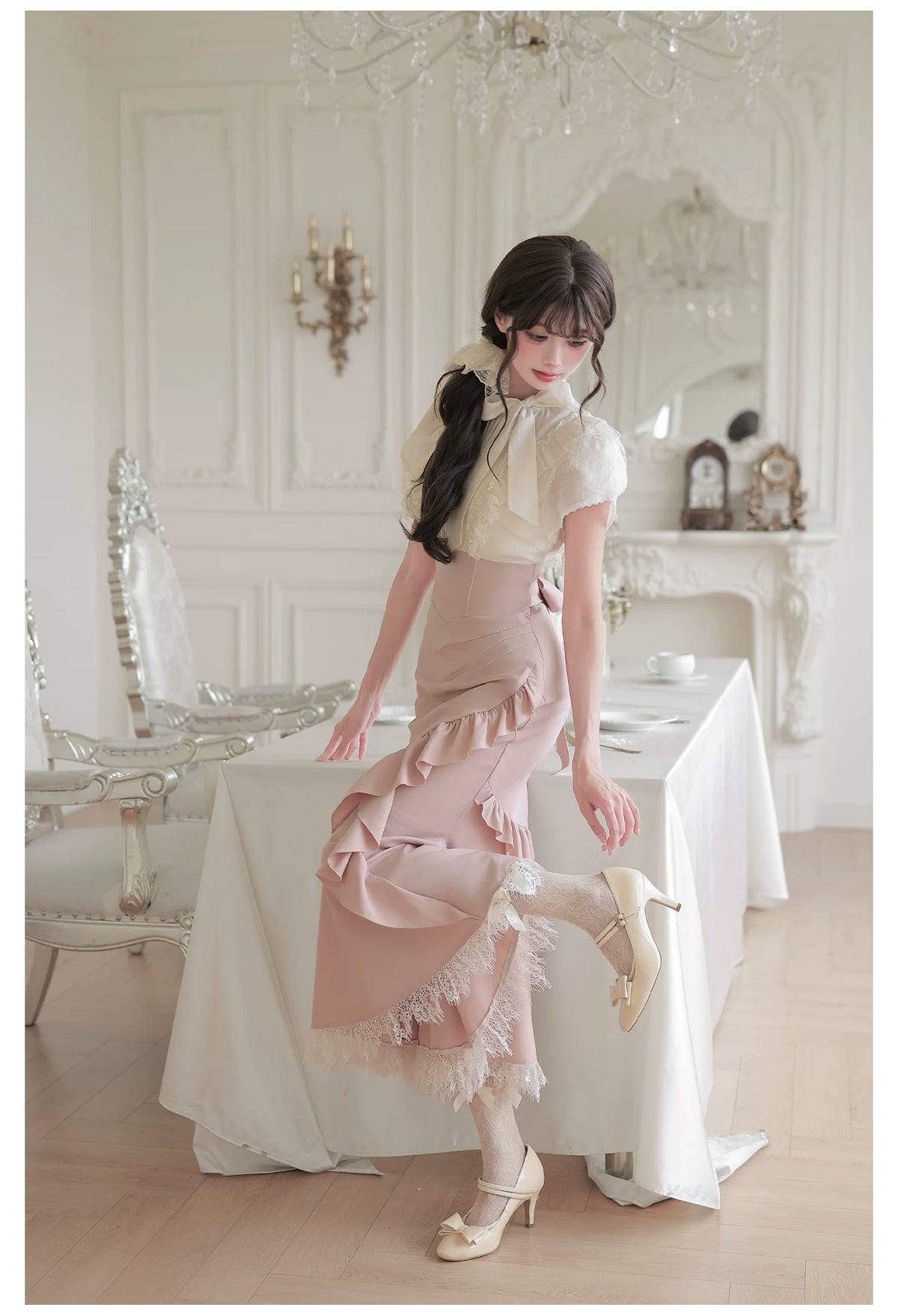 Milky Rose フェイクレイヤードマーメイドワンピース