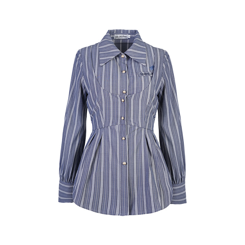 [Pre-order] Hogwarts School of Witchcraft and Wizardry Fake Two Piece Striped Blouse