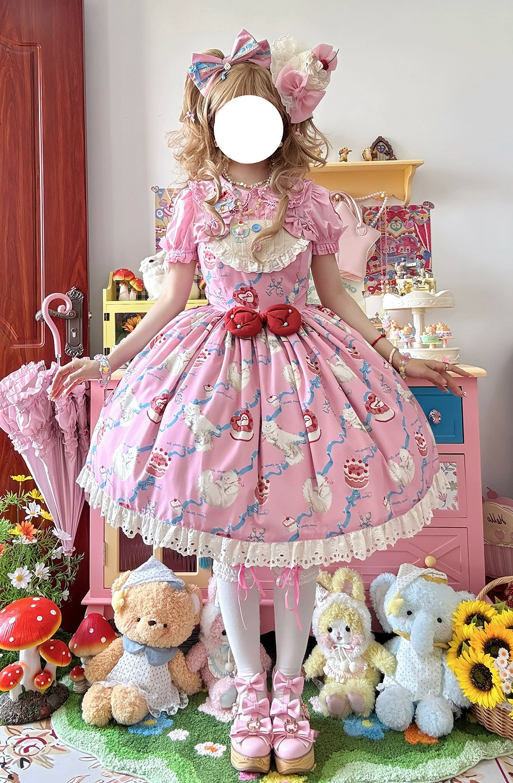 【予約販売】Sweet Cherry Cat ビブスジャンパースカート