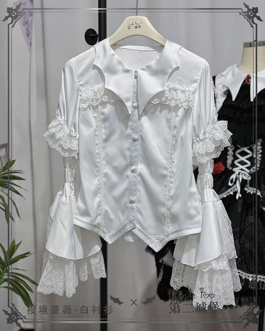 [Pre-orders available until 10/8] Rose of the Night - 2-way blouse with detachable sleeves and bat collar