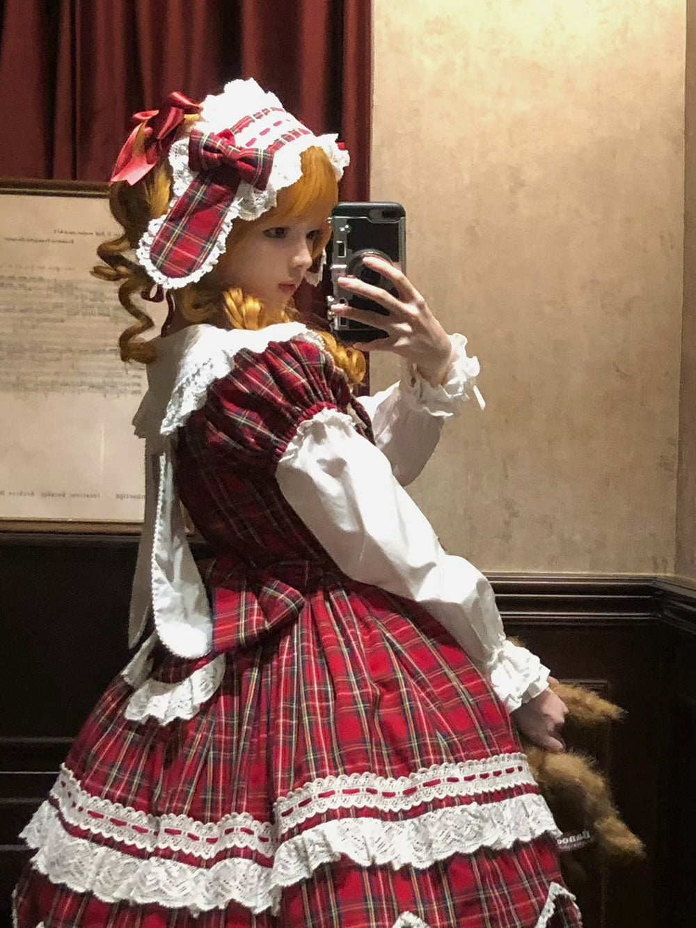 【受注予約10/15まで】Checkered Petal Rabbit うさ耳付き長袖ブラウス