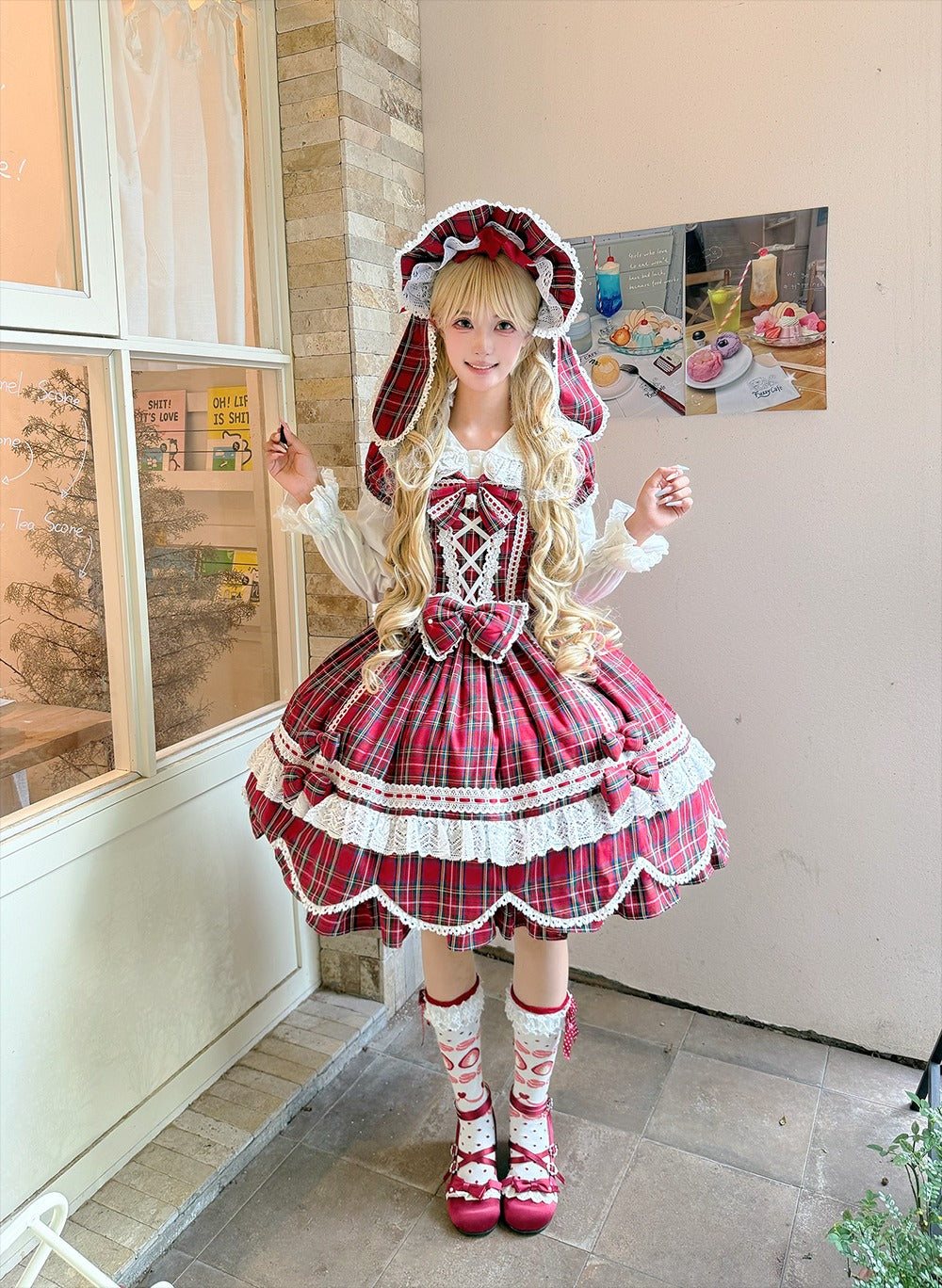 【予約販売】Checkered Petal Rabbit リボンワンピース