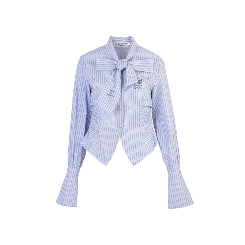 [Pre-order] Hogwarts School of Witchcraft and Wizardry Ribbon Tie Stripe Blouse