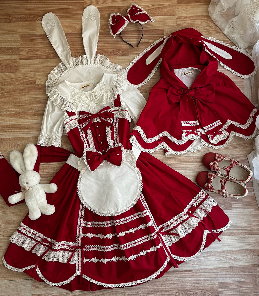 【予約販売】Antique Petal Rabbit リボンジャンパースカート