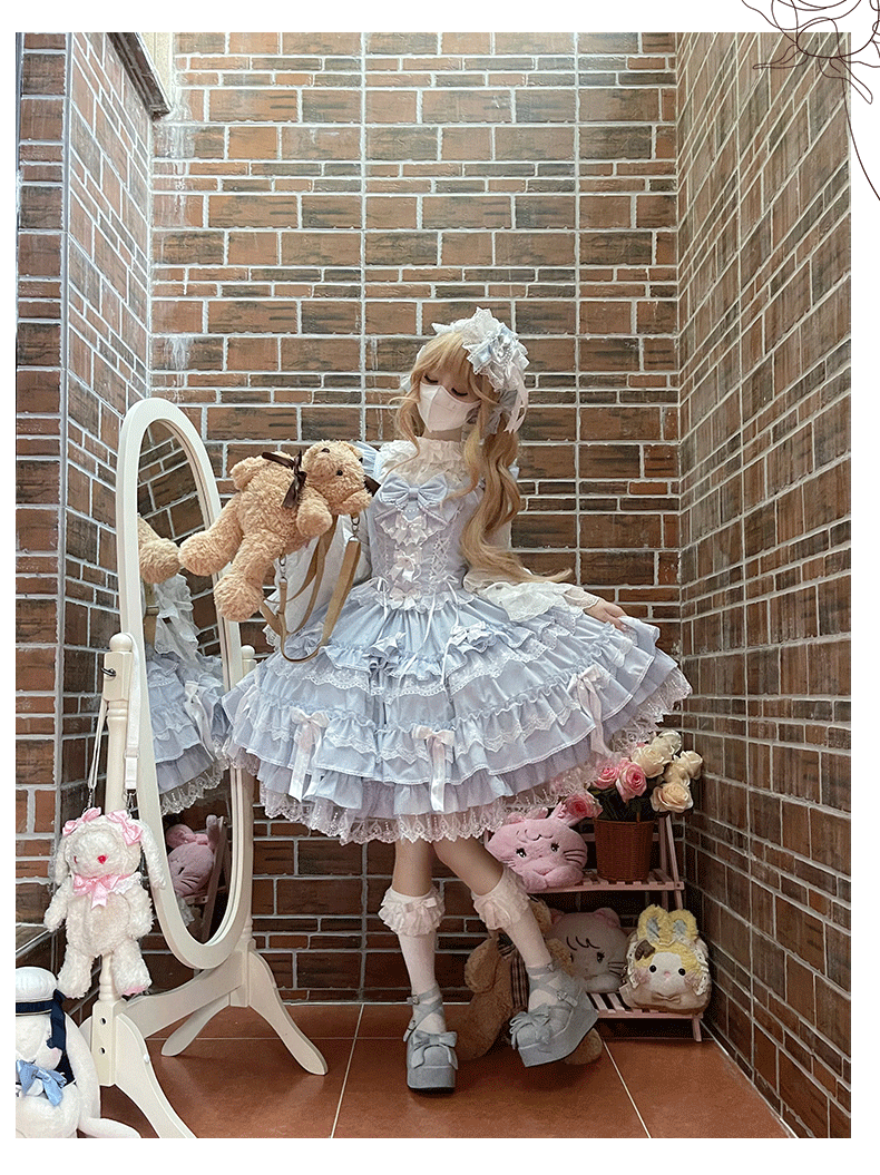 【予約販売】Antique Doll 刺繍レースのジャンパースカート