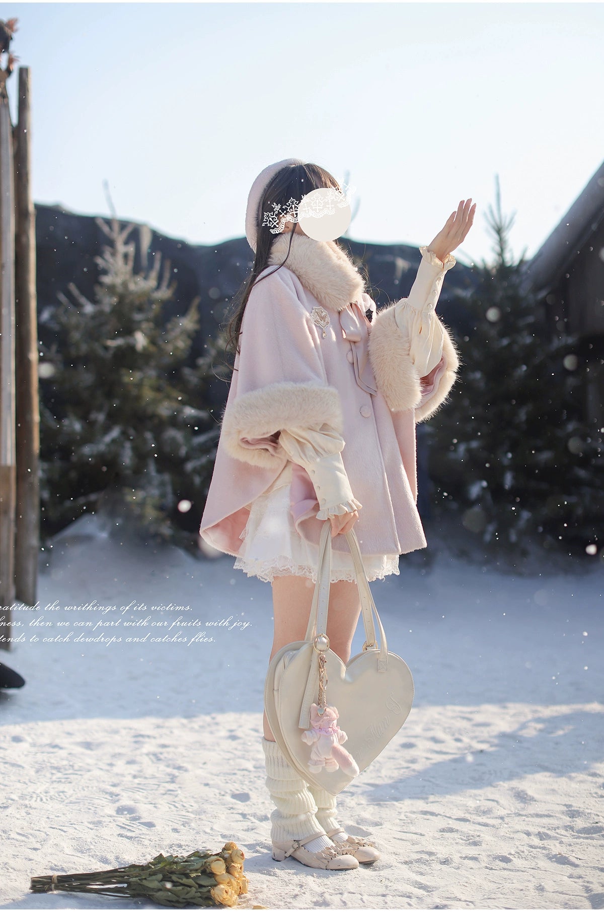 Powder pink fur cape