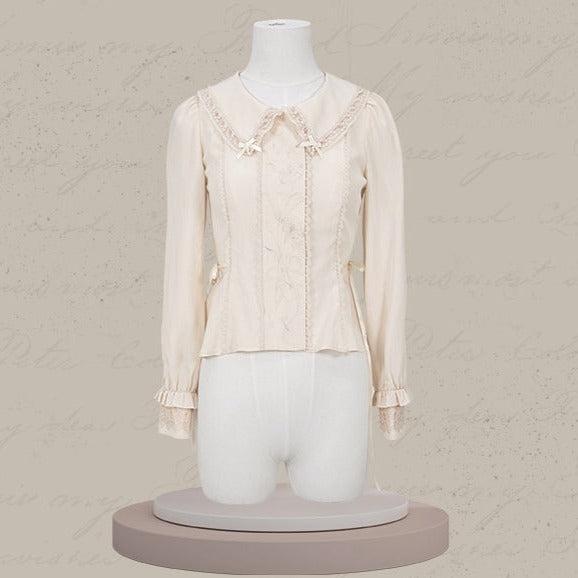 [Sale period has ended] Lily Poetry Ecru color lace blouse