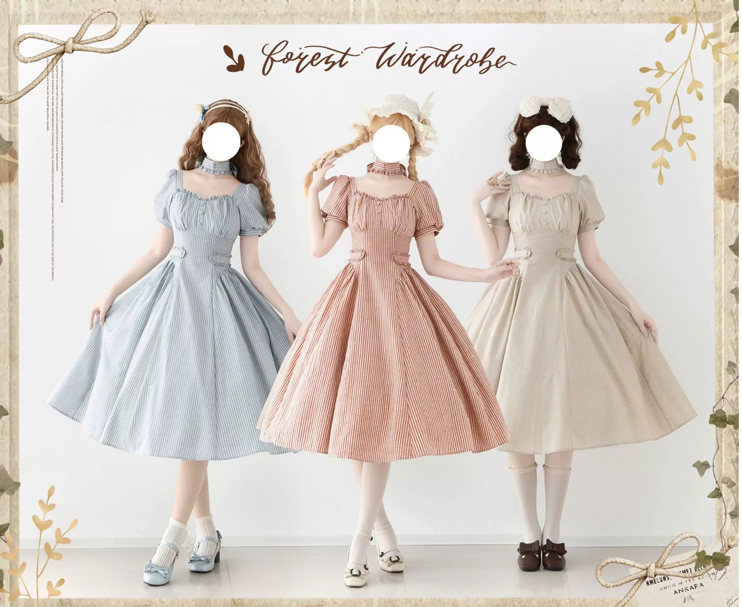 Chantilly Forest ストライプのフレンチガーリーワンピース