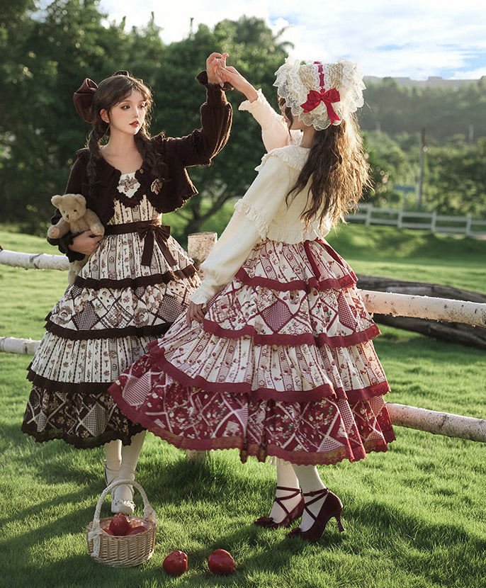 秋色のフローラルジャンパースカート