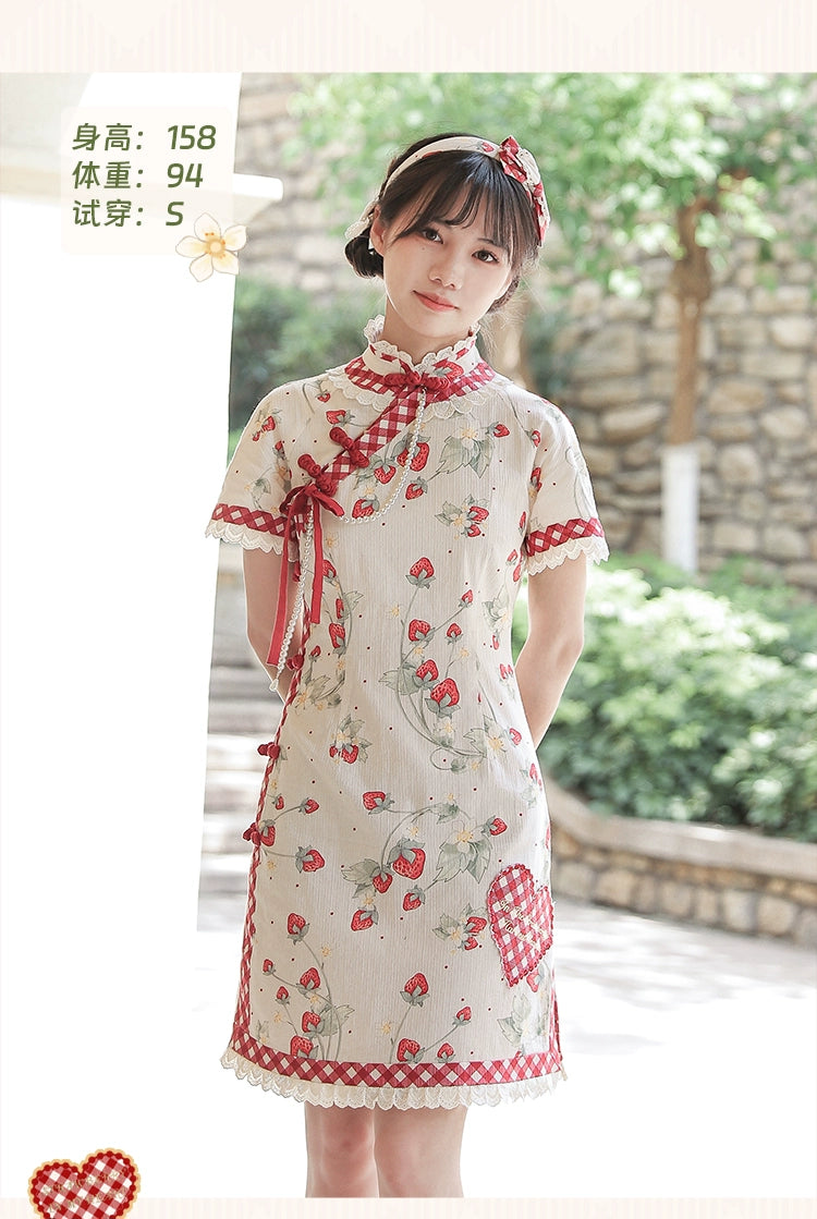 Strawberry Orchard 苺のチャイナドレス ショート丈