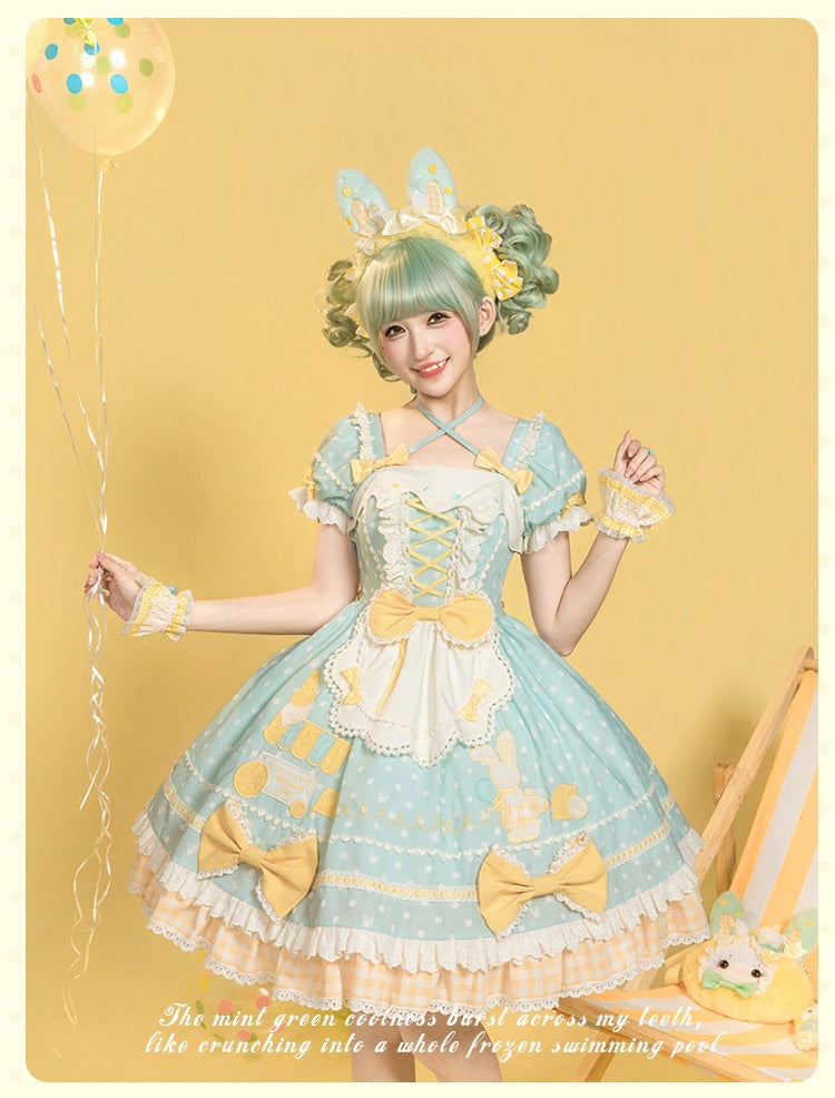 【受注予約9/8まで】Summer Ice Cool リボンの水玉ワンピース