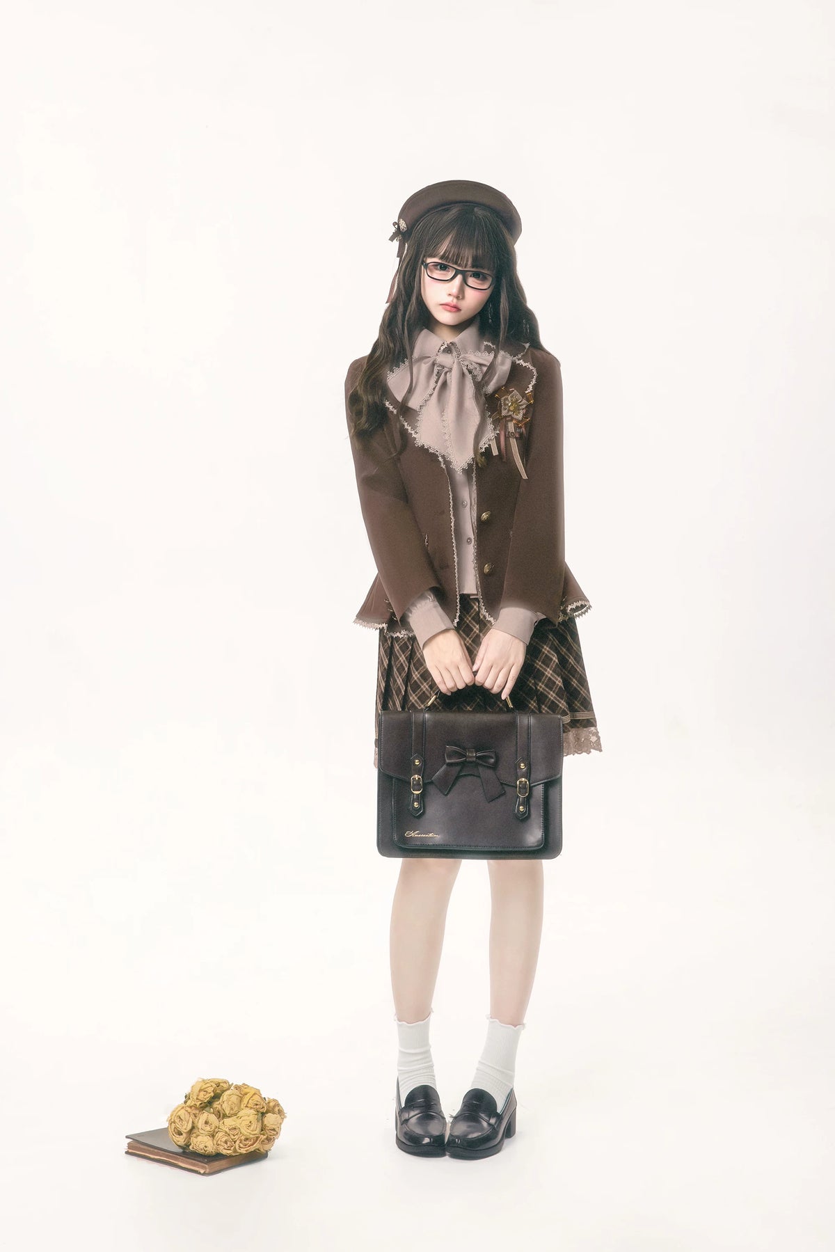 Classical Chocolate 学院風ジャケット・ブラウス・スカート・ベレー帽単品